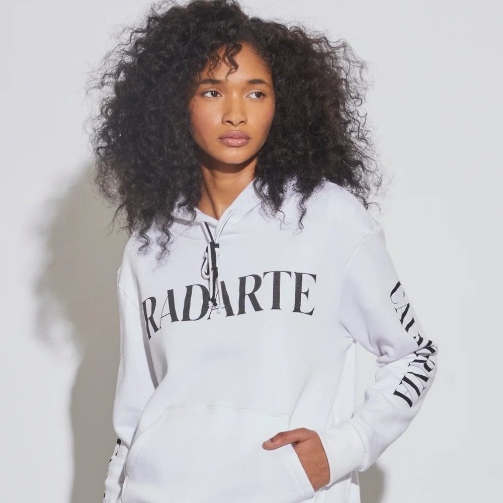 Rodarte RADARTE Logo Hoodie White and Black Small Hooded Sweatshirt Cozy Cotton